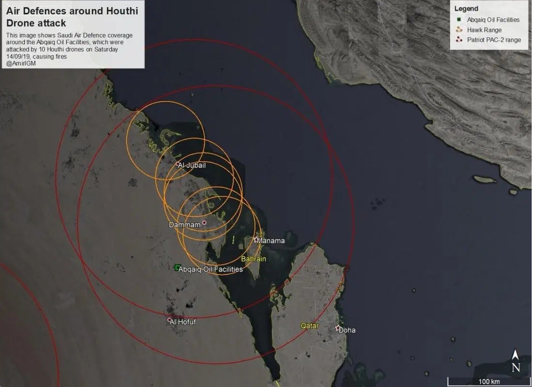 Air defence around Aramco oil facilities