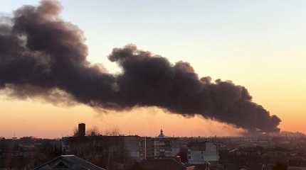 cloud of smoke raises after an explosion