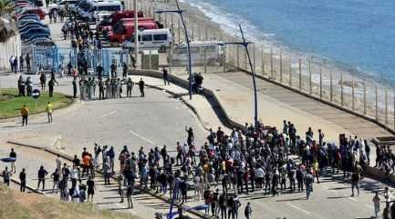 Spanish territory of Ceuta border with Morocco