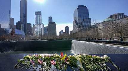 Roses are left to the victims of the World Trade Center attack