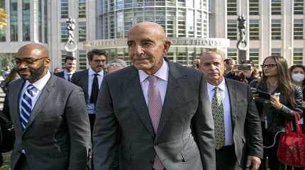 Tom Barrack, center, in New York