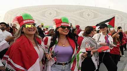 Female Morocco fans arrive at the stadium