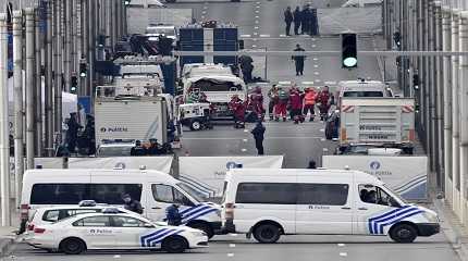 police and rescue teams outside the metro station