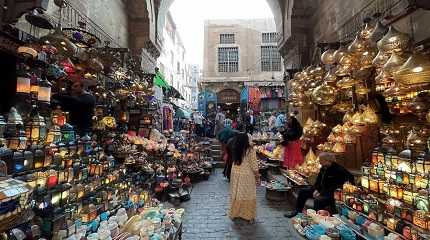 Tourists visit historical market