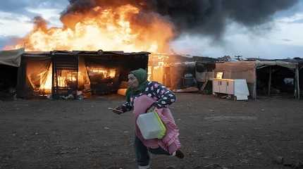 burning shacks