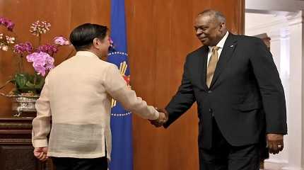 Lloyd James Austin III shake hands  Ferdinand Marcos Jr