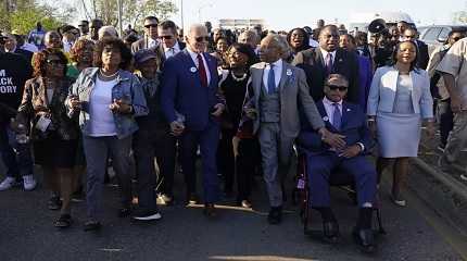 Joe Biden talks with Terri Sewell and the Al Sharpton