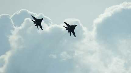 Slovak Air Force MiG-29s fly