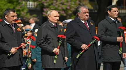 Japarov, Vladimir Putin, Emomali Rahmon, and Serdar Berdimuhamedow