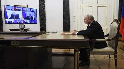 Vladimir Putin chairs a Security Council meeting via videoconference