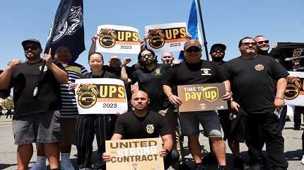 United Parcel Service and the Teamsters hold a rally