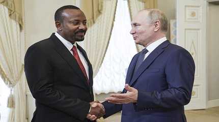 Vladimir Putin and Abiy Ahmed