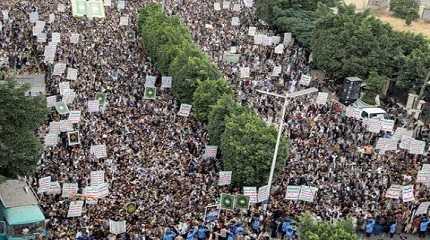 People demonstrate against the desecration of the Koran in Denmark