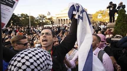 dueling rallies on the campus of Columbia