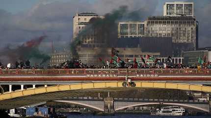 Palestinian supporters marched