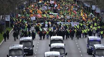 farmers protest in Madrid