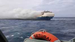 burning Felicity Ace car transport ship 