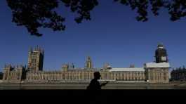 Britain's Houses of Parliament on the bank of The River Thames in London