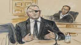 sketch depicts the trial of Oath Keepers leader Stewart Rhodes