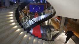 A man walks down stairs during a special session on lobbying