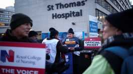 nurses take part in a strike