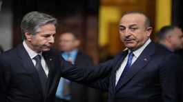 Mevlut Cavusoglu talks with Antony Blinken