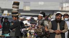 Street vendors wait for customers