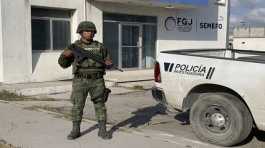 Mexican army soldier guards