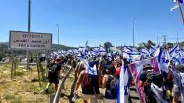 Protesters march,.