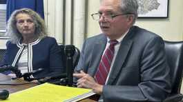 New Hampshire Deputy Secretary of State Patricia Lovejoy, left, with Secretary of State David Scanlan